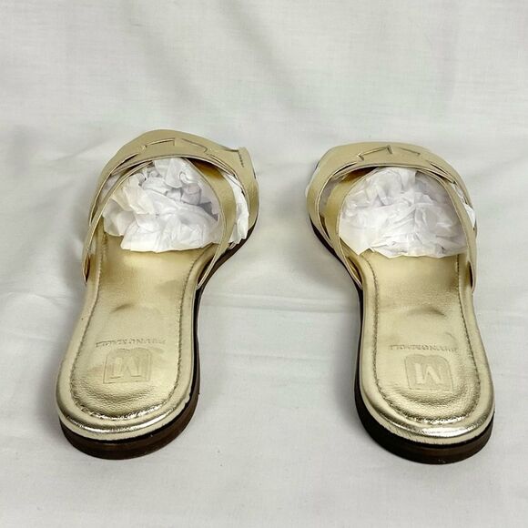 Bruno Magli Gold Leather Slide Sandal Alessia Sz 41.5 New - Picture 7 of 10